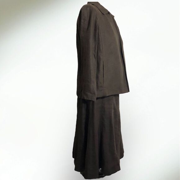 Talbots Irish Linen Skirt Womens 8 P Brown Tulip A Line Knee Length Academia - Picture 6 of 9